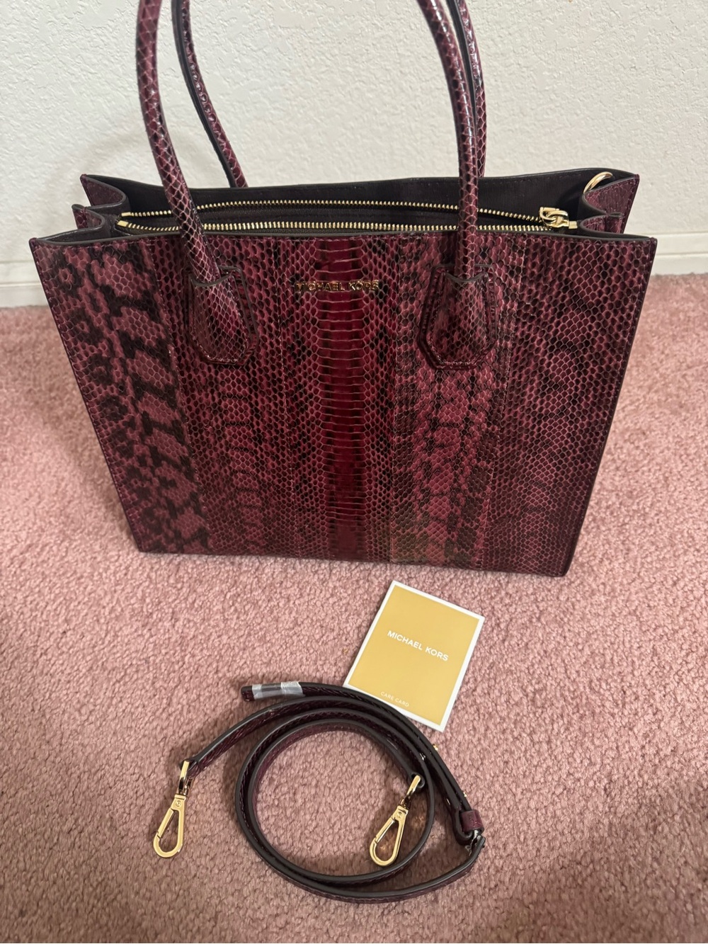 New Michael Kors Large Convention Tote Mulberry Snake purse bag studio - Picture 12 of 12
